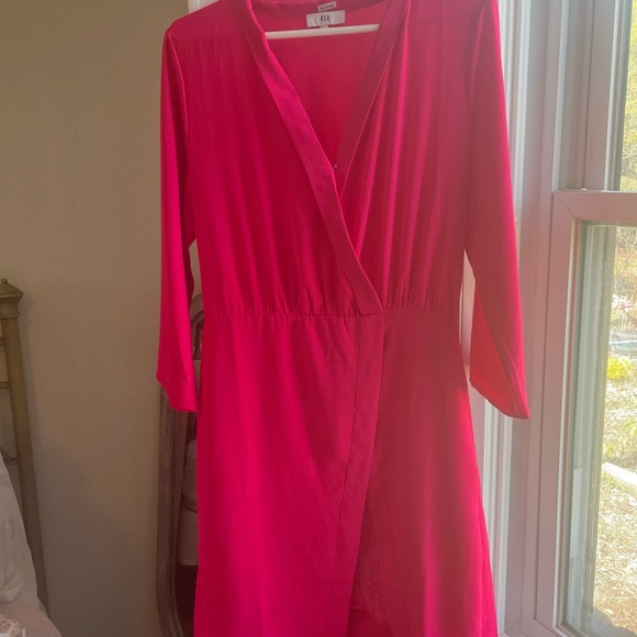 NSR V-neck Fuchsia Hot Pink Dress with Lace Slip Medium - Picture 13 of 17
